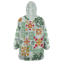 Hawaii Tapa Tribal Wearable Blanket Hoodie With Hawaiian Quilt Pattern Green LT9 - Polynesian Pride