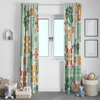 Hawaii Tapa Tribal Window Curtain With Hawaiian Quilt Pattern Green LT9 - Polynesian Pride