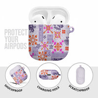 Hawaii Tapa Tribal AirPods Case With Hawaiian Quilt Pattern Violet - Polynesian Pride