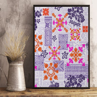 Hawaii Tapa Tribal Canvas Wall Art With Hawaiian Quilt Pattern Violet LT9 - Polynesian Pride