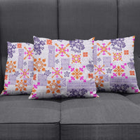 Hawaii Tapa Tribal Pillow Cover With Hawaiian Quilt Pattern Violet - Polynesian Pride