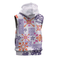 Hawaii Tapa Tribal Sleeveless Zip Hoodie With Hawaiian Quilt Pattern Violet - Polynesian Pride