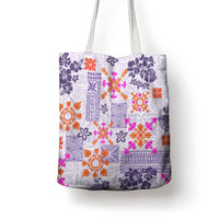 Hawaii Tapa Tribal Tote Bag With Hawaiian Quilt Pattern Violet - Polynesian Pride