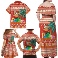 Hawaii Mele Kalikimaka Family Matching Off Shoulder Maxi Dress and Hawaiian Shirt Surfing Santa Funny Christmas