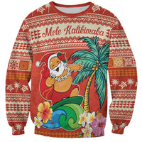 Hawaii Mele Kalikimaka Sweatshirt Surfing Santa Funny Christmas
