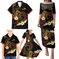 Personalised Papua New Guinea Sepik Family Matching Puletasi and Hawaiian Shirt Plumeria Floral Tribal Pattern - Polynesian Pride