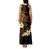 Personalised Papua New Guinea Sepik Family Matching Tank Maxi Dress and Hawaiian Shirt Plumeria Floral Tribal Pattern - Polynesian Pride