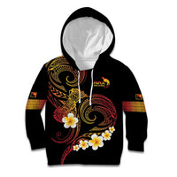 Personalised Papua New Guinea Sepik Kid Hoodie Plumeria Floral Tribal Pattern - Polynesian Pride