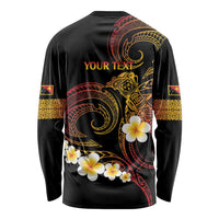 Personalised Papua New Guinea Sepik Long Sleeve Shirt Plumeria Floral Tribal Pattern - Polynesian Pride