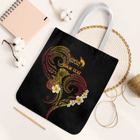 Personalised Papua New Guinea Sepik Tote Bag Plumeria Floral Tribal Pattern - Polynesian Pride