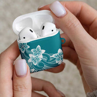 Polynesian Plumeria Flowers Tribal AirPods Case Pacific Tattoo Teal Style - Polynesian Pride