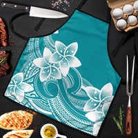 Polynesian Plumeria Flowers Tribal Apron Pacific Tattoo Teal Style - Polynesian Pride