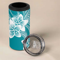 Polynesian Plumeria Flowers Tribal 4 in 1 Can Cooler Tumbler Pacific Tattoo Teal Style - Polynesian Pride