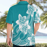 Polynesian Plumeria Flowers Tribal Hawaiian Shirt Pacific Tattoo Teal Style - Polynesian Pride