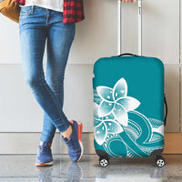 Polynesian Plumeria Flowers Tribal Luggage Cover Pacific Tattoo Teal Style - Polynesian Pride