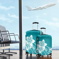 Polynesian Plumeria Flowers Tribal Luggage Cover Pacific Tattoo Teal Style - Polynesian Pride