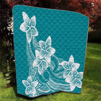 Polynesian Plumeria Flowers Tribal Quilt Pacific Tattoo Teal Style - Polynesian Pride