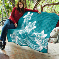 Polynesian Plumeria Flowers Tribal Quilt Pacific Tattoo Teal Style - Polynesian Pride