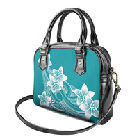 Polynesian Plumeria Flowers Tribal Shoulder Handbag Pacific Tattoo Teal Style - Polynesian Pride