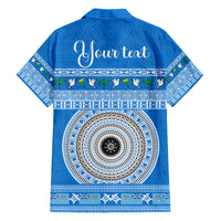 Personalised Fiji Marau Na Kerisimasi Family Matching Puletasi Dress and Hawaiian Shirt Merry Christmas Tapa Pattern Blue Style LT9 - Polynesian Pride