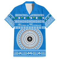 Personalised Fiji Marau Na Kerisimasi Family Matching Short Sleeve Bodycon Dress and Hawaiian Shirt Merry Christmas Tapa Pattern Blue Style LT9 Dad's Shirt - Short Sleeve Red - Polynesian Pride