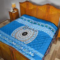 Personalised Fiji Marau Na Kerisimasi Quilt Merry Christmas Tapa Pattern Blue Style LT9 - Polynesian Pride