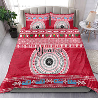 Personalised Fiji Marau Na Kerisimasi Bedding Set Merry Christmas Tapa Pattern Red Style LT9 - Polynesian Pride
