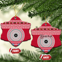 Personalised Fiji Marau Na Kerisimasi Ceramic Ornament Merry Christmas Tapa Pattern Red Style LT9 Snow Flake Red - Polynesian Pride