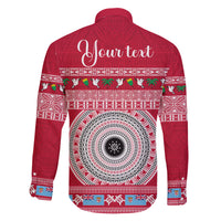 Personalised Fiji Marau Na Kerisimasi Family Matching Short Sleeve Bodycon Dress and Hawaiian Shirt Merry Christmas Tapa Pattern Red Style LT9 - Polynesian Pride