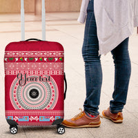 Personalised Fiji Marau Na Kerisimasi Luggage Cover Merry Christmas Tapa Pattern Red Style LT9 Red - Polynesian Pride