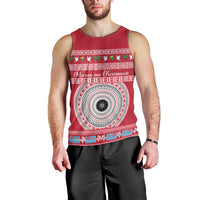 Personalised Fiji Marau Na Kerisimasi Men Tank Top Merry Christmas Tapa Pattern Red Style LT9 - Polynesian Pride