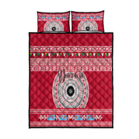 Personalised Fiji Marau Na Kerisimasi Quilt Bed Set Merry Christmas Tapa Pattern Red Style LT9 Red - Polynesian Pride