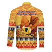 PNG Hamamas Krismas Family Matching Summer Maxi Dress and Hawaiian Shirt Papua New Guinea Bird Of Paradise Merry Christmas Gold Style LT9 - Polynesian Pride
