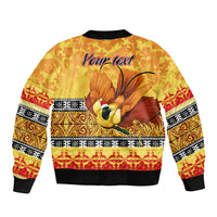 Personalised PNG Hamamas Krismas Bomber Jacket Papua New Guinea Bird Of Paradise Merry Christmas Gold Style LT9 - Polynesian Pride