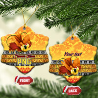 Personalised PNG Hamamas Krismas Ceramic Ornament Papua New Guinea Bird Of Paradise Merry Christmas Gold Style LT9 Snow Flake Gold - Polynesian Pride