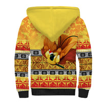 Personalised PNG Hamamas Krismas Sherpa Hoodie Papua New Guinea Bird Of Paradise Merry Christmas Gold Style LT9 - Polynesian Pride