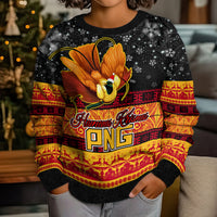 PNG Hamamas Krismas Kid Ugly Christmas Sweater Papua New Guinea Bird Of Paradise Merry Christmas Black Style LT9 - Polynesian Pride