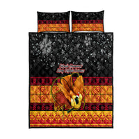 PNG Hamamas Krismas Quilt Bed Set Papua New Guinea Bird Of Paradise Merry Christmas Black Style LT9 Black - Polynesian Pride