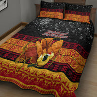 PNG Hamamas Krismas Quilt Bed Set Papua New Guinea Bird Of Paradise Merry Christmas Black Style LT9 - Polynesian Pride