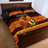 PNG Hamamas Krismas Quilt Bed Set Papua New Guinea Bird Of Paradise Merry Christmas Black Style LT9 - Polynesian Pride
