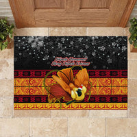 PNG Hamamas Krismas Rubber Doormat Papua New Guinea Bird Of Paradise Merry Christmas Black Style LT9 - Polynesian Pride