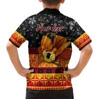 Personalised PNG Hamamas Krismas Family Matching Puletasi Dress and Hawaiian Shirt Papua New Guinea Bird Of Paradise Merry Christmas Black Style LT9 - Polynesian Pride