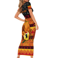 Personalised PNG Hamamas Krismas Short Sleeve Bodycon Dress Papua New Guinea Bird Of Paradise Merry Christmas Black Style LT9 - Polynesian Pride