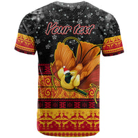 Personalised PNG Hamamas Krismas T Shirt Papua New Guinea Bird Of Paradise Merry Christmas Black Style LT9 - Polynesian Pride