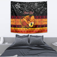 Personalised PNG Hamamas Krismas Tapestry Papua New Guinea Bird Of Paradise Merry Christmas Black Style LT9 - Polynesian Pride