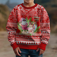 Personalised Hawaii Mele Kalikimaka Kid Ugly Christmas Sweater Santa Beach Merry Christmas LT9 - Polynesian Pride