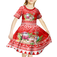 Personalised Hawaii Mele Kalikimaka Kid Short Sleeve Dress Santa Beach Merry Christmas LT9 - Polynesian Pride