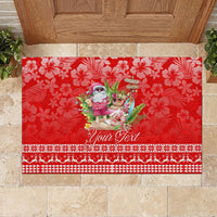 Personalised Hawaii Mele Kalikimaka Rubber Doormat Santa Beach Merry Christmas LT9 - Polynesian Pride