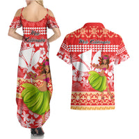 Hawaii Mele Kalikimaka Couples Matching Summer Maxi Dress and Hawaiian Shirt Santa Claus and Hula Dancing Merry Christmas LT9 - Polynesian Pride