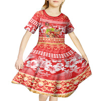 Hawaii Mele Kalikimaka Kid Short Sleeve Dress Santa Claus and Hula Dancing Merry Christmas LT9 - Polynesian Pride